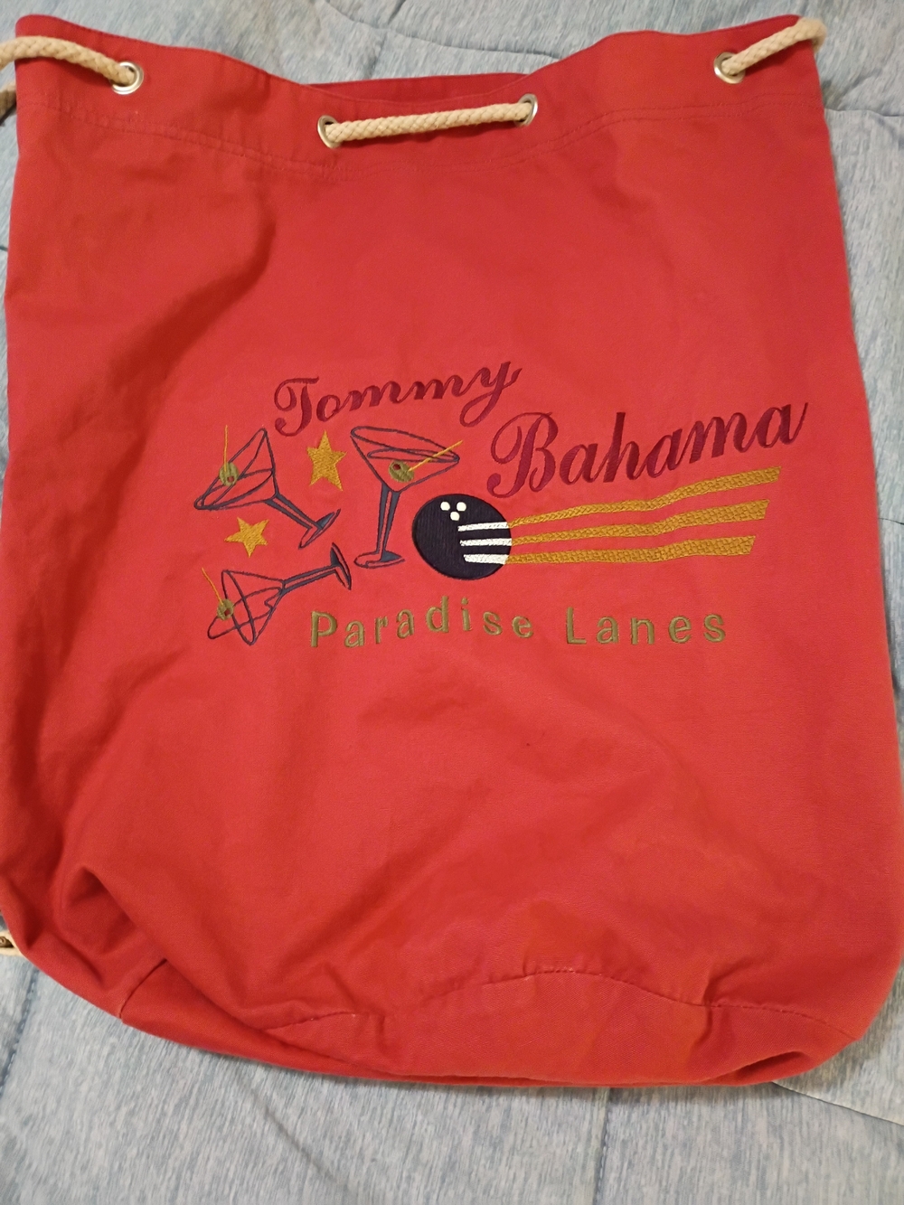VintageTommy Bahama Red Canvas Paradise Lanes Tote/Duffle